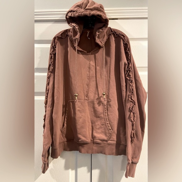 Free People FP Movement Womens Size XS Blush Slouchy, Shirred Sleeves, Hooded - Picture 1 of 3